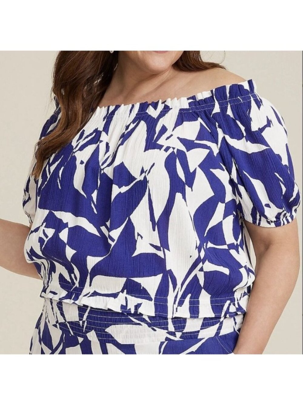 Maurices On Off The Shoulder Blouse 3X Blue White New WOT